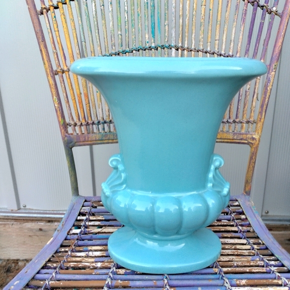 Vintage Accents Haeger Pottery Large Vase Aqua Blue Poshmark